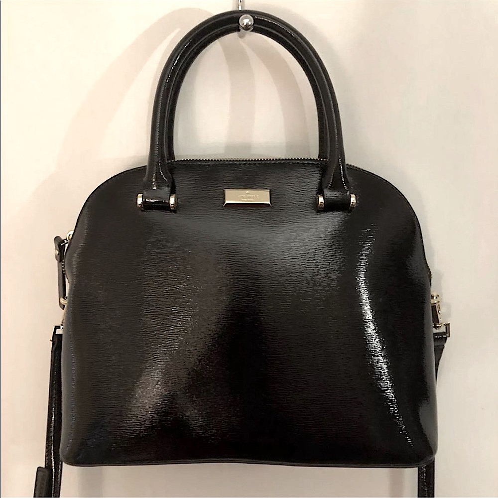 Kate Spade Black Patent Leather Small Rachel Bag Bixby Place New With Strap